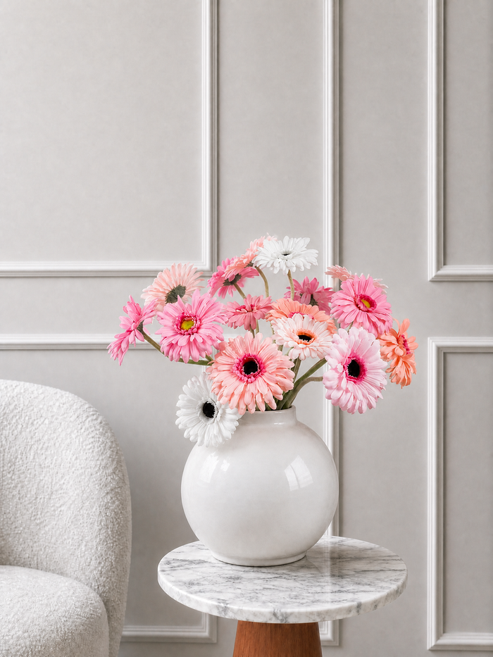 Romantic Pink & White Faux Gerbera Arrangement