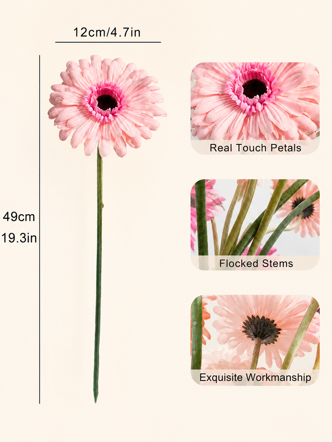 Romantic Pink & White Faux Gerbera Arrangement details