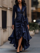 Romantic Ruffle Trim V-Neck Silhouette Dress