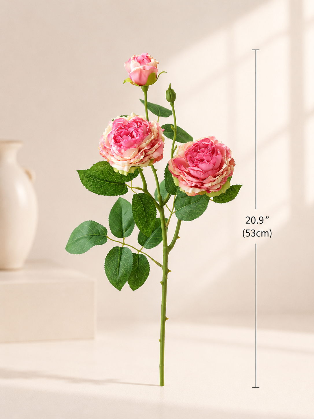 Rose Pink Vintage Edge Faux Rose Arrangement details