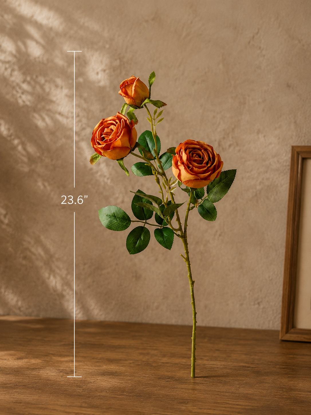 Royal Yellow & Orange Rose Faux Floral Arrangement details