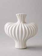 Sculptural Ribbed Ceramic Vase