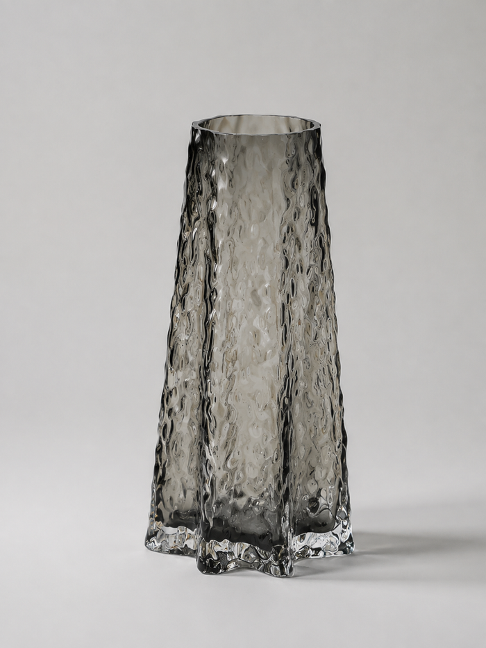 Sculptural Textured Clear Glass Vase