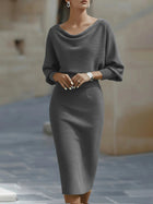 Slim-Fit Elegant Commuter Midi Dress