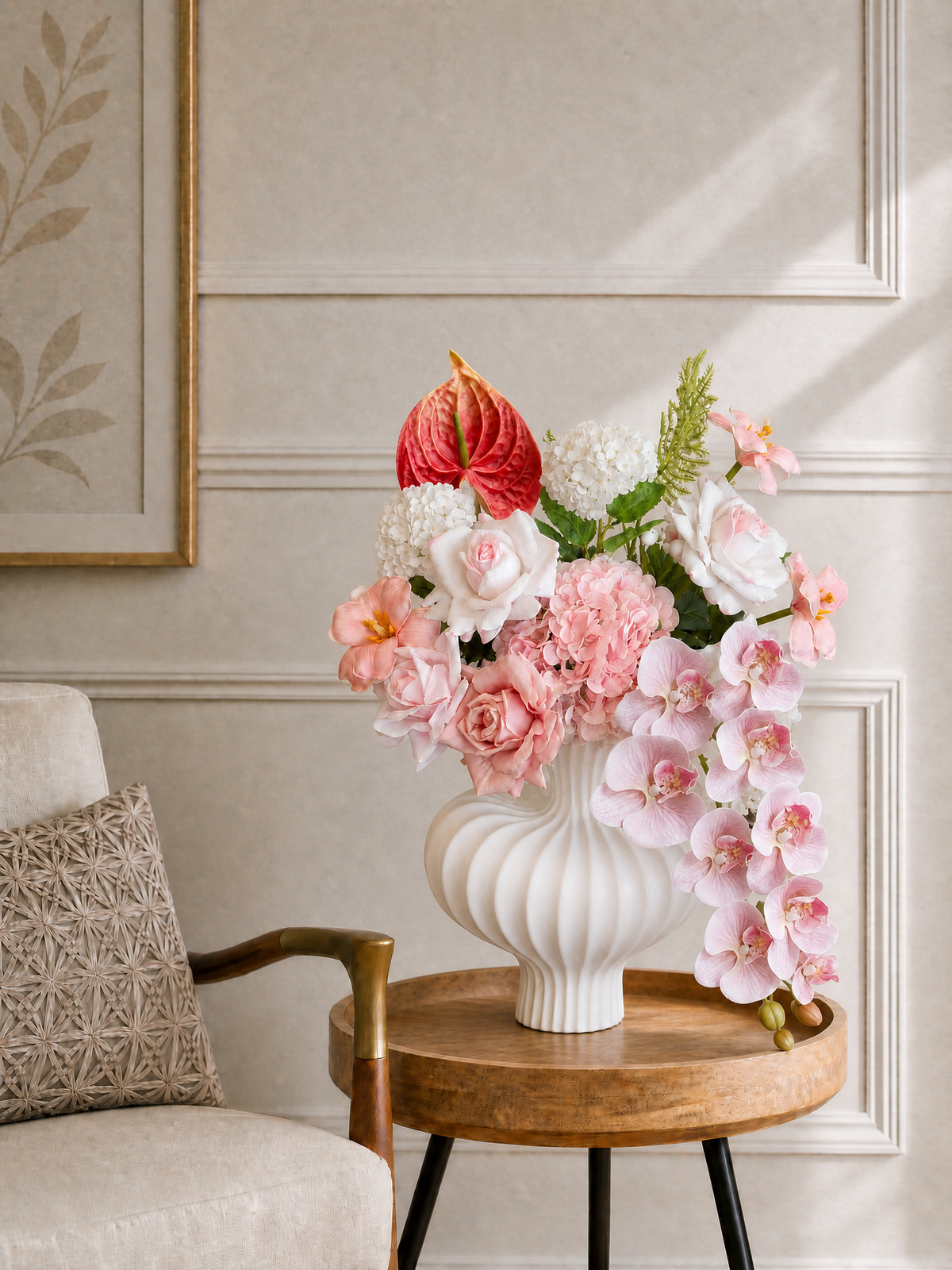 Soft Blush Garden Faux Floral Arrangement