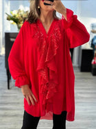 Soft Chiffon V-Neck Sequin Blouse
