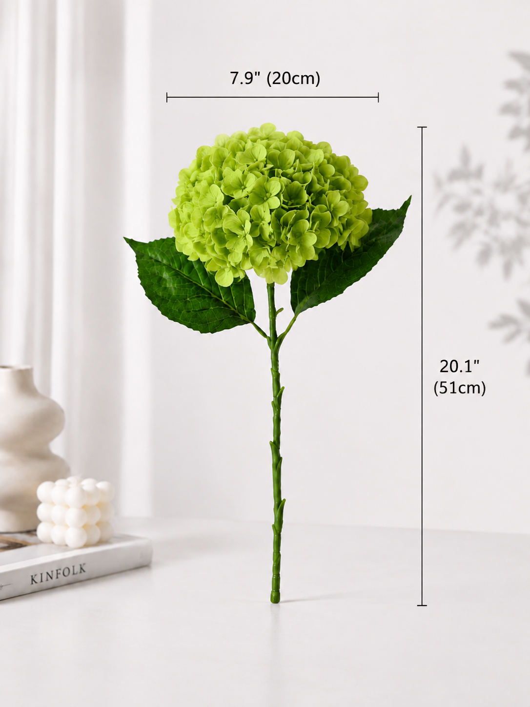 Soft Green Hydrangea Faux Floral Arrangement details