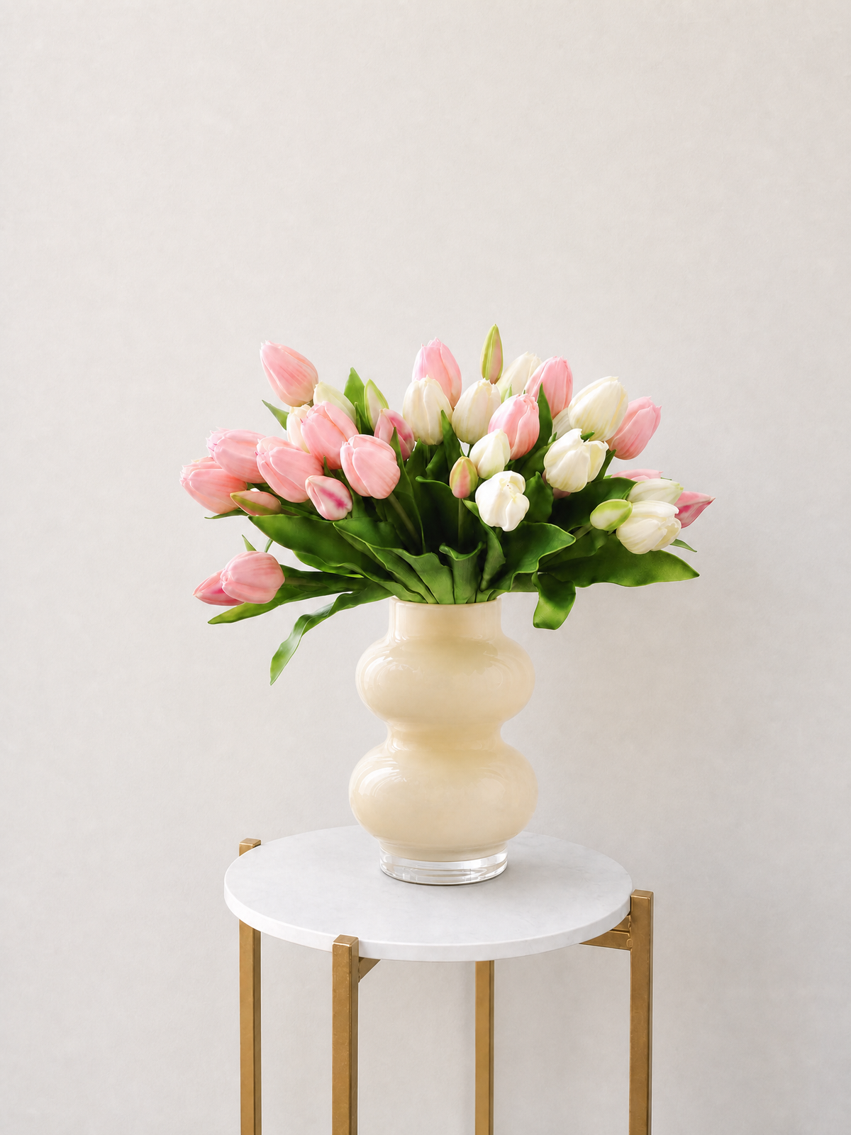 Soft Pink & White Tulip Faux Floral Arrangement
