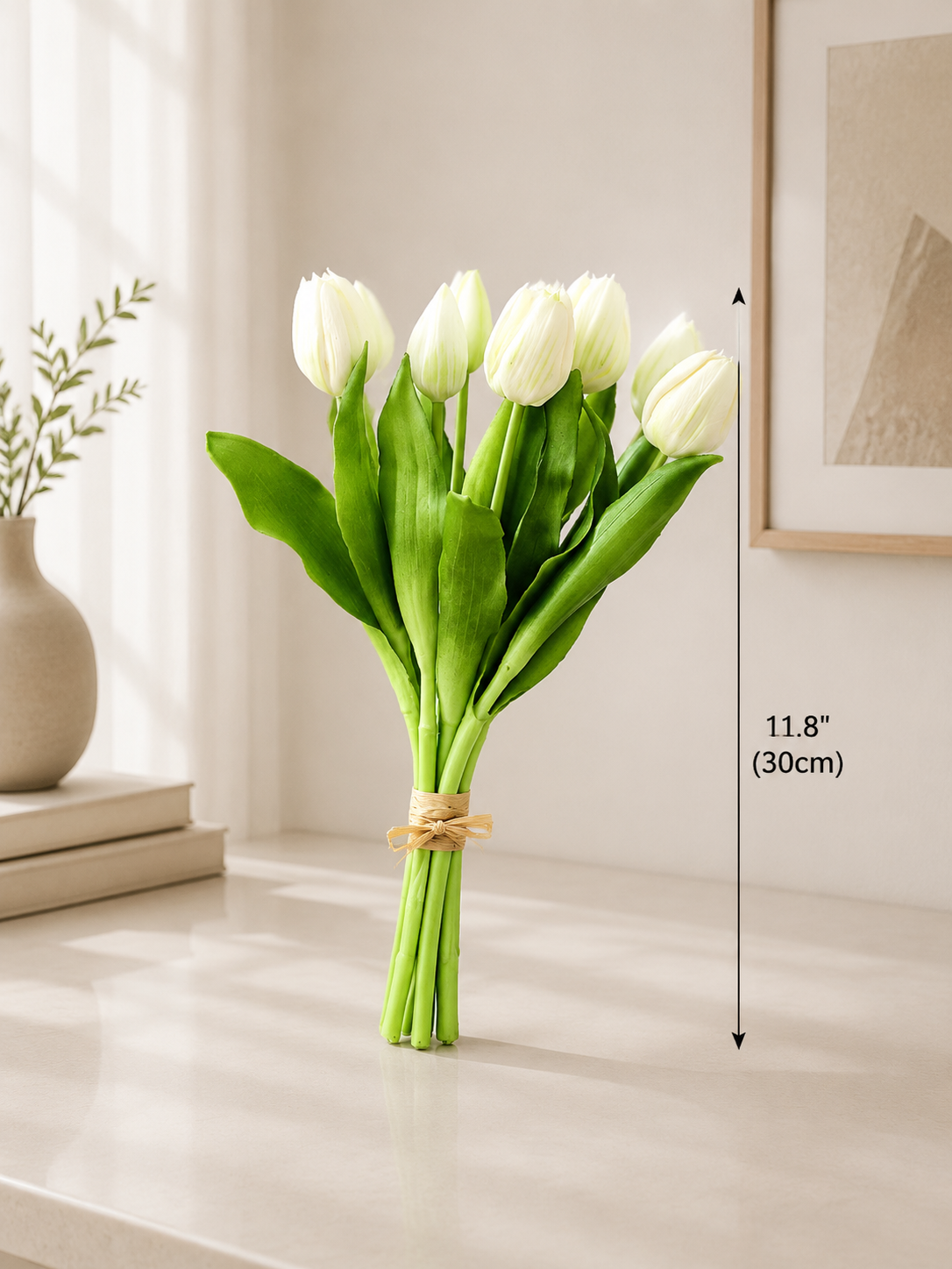 Soft Pink & White Tulip Faux Floral Arrangement details
