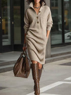 Solid Color Cozy Knit Midi Dress
