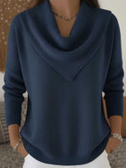 Statement Neckline Solid Knit Sweater