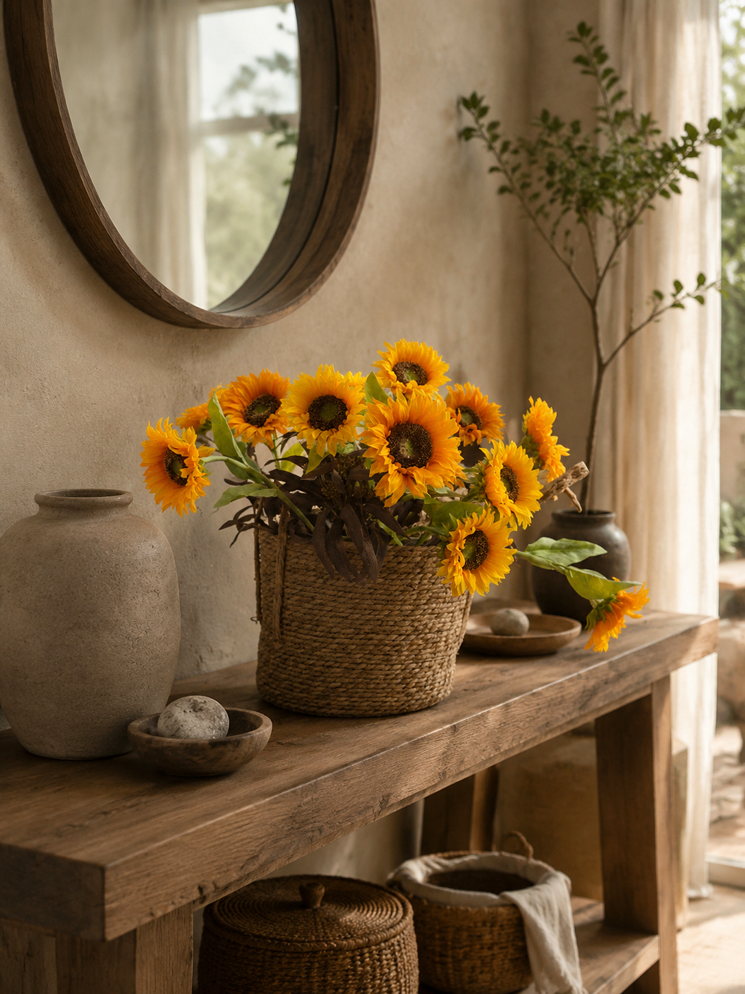 Sunny Yellow Sunflower Faux Floral Arrangement