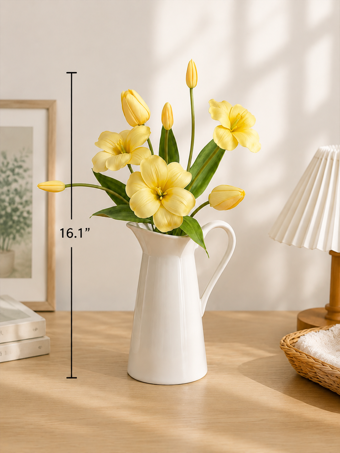 Sunny Yellow Tulip Faux Floral Arrangement details