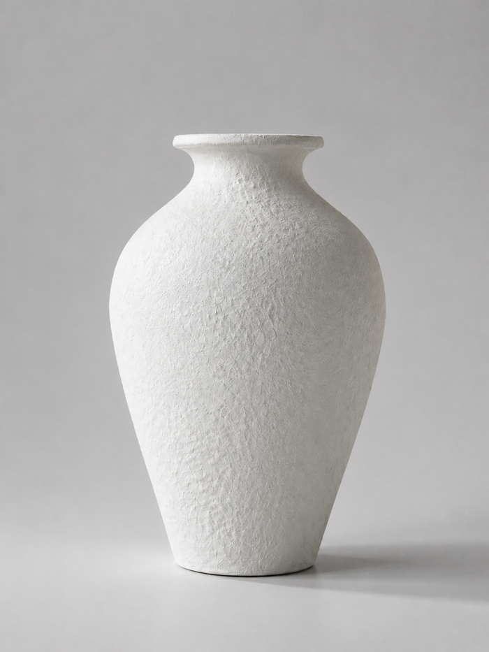 Textured White Ceramic Vase