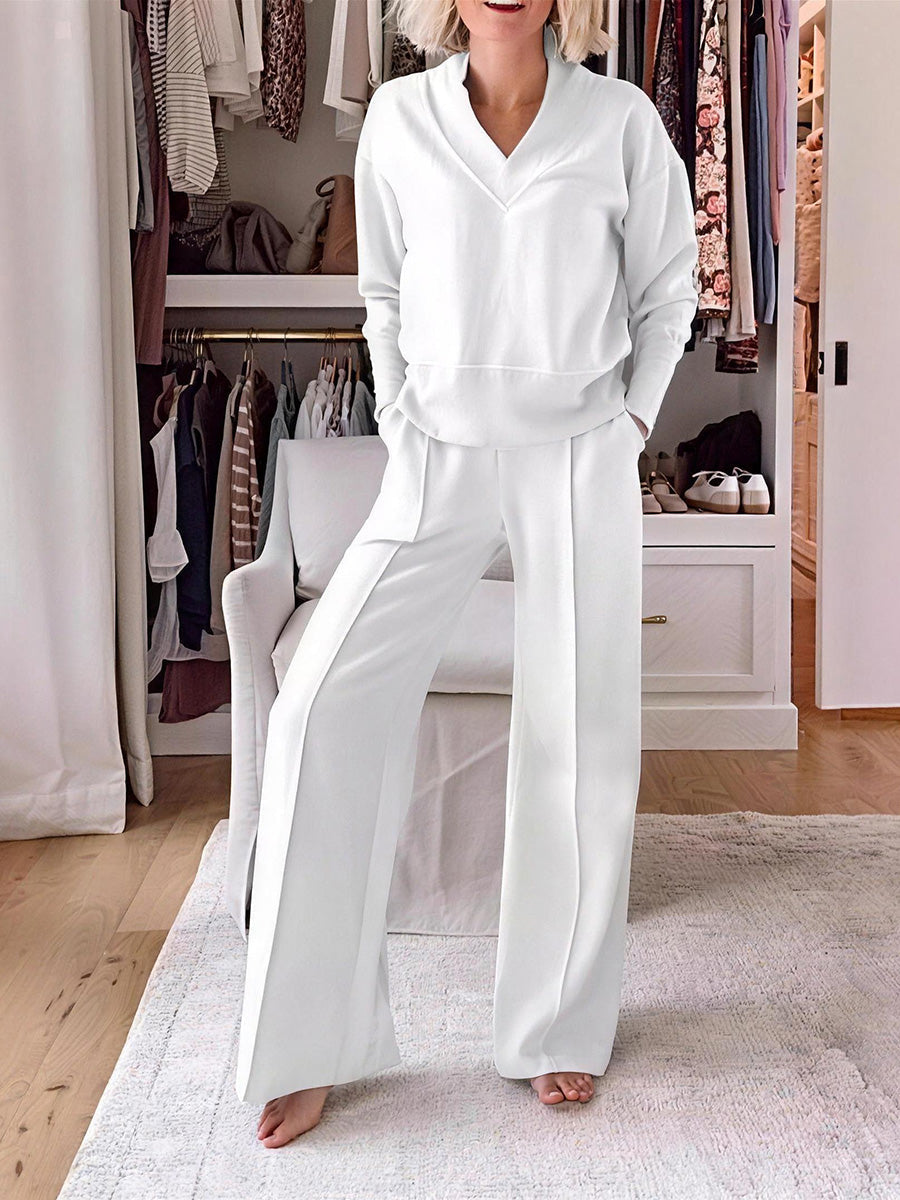 Timeless V-Neck Long Sleeve Outfit Set