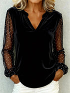 Velvet Lace Trim V-Neck Top