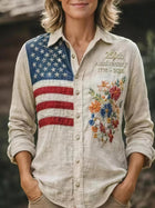 Vintage-Inspired Print Long Sleeve Blouse
