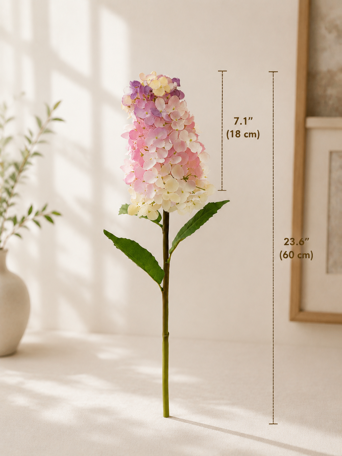 Vintage Edge Pink & Purple Hydrangea Faux Floral Arrangement details