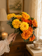Warm Orange & Yellow Marigold Faux Floral Arrangement