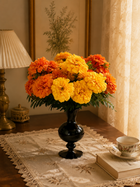 Warm Orange & Yellow Marigold Faux Floral Arrangement