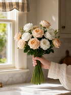 White & Champagne Austin Rose Faux Arrangement