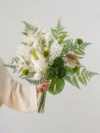 White Delphinium & Anthurium Faux Floral Arrangement
