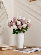 White & Lavender Bulgarian Rose Faux Arrangement