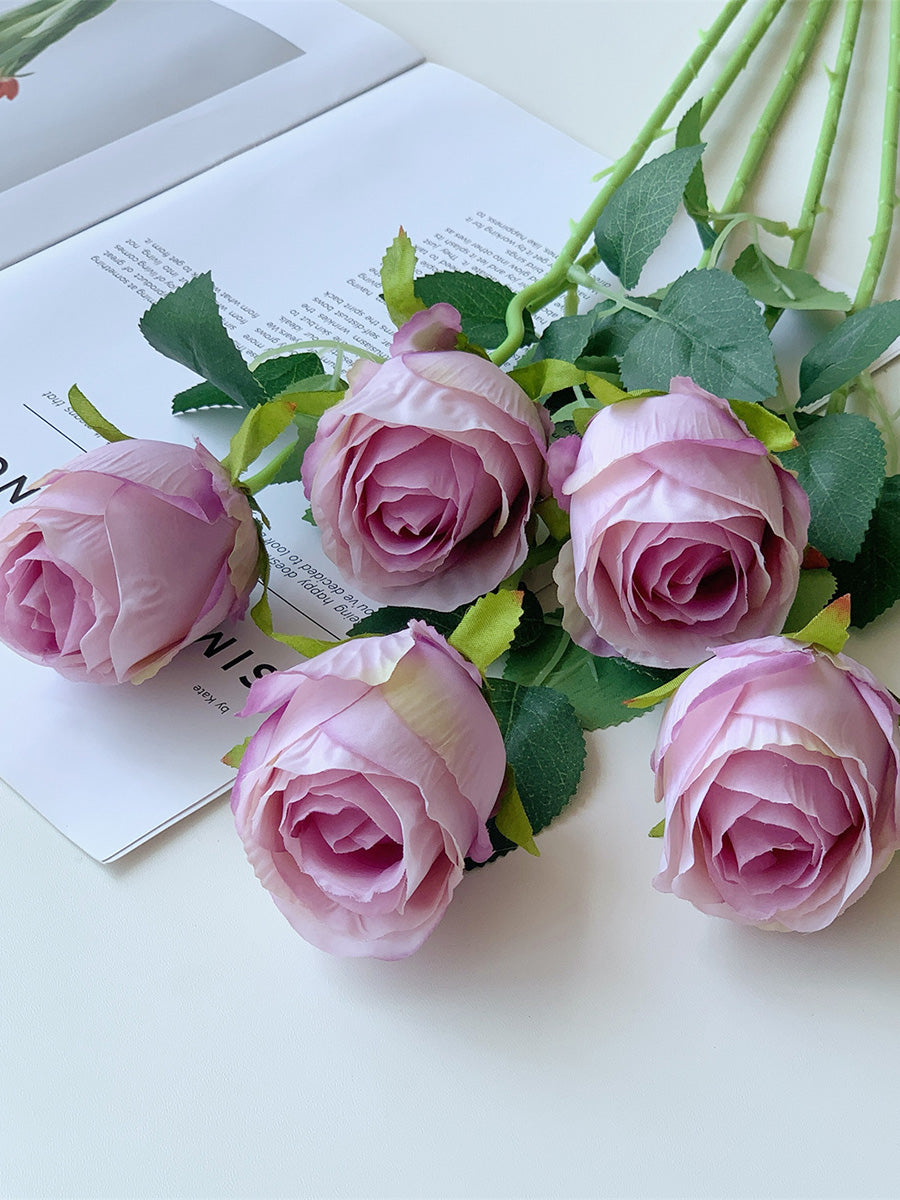 White & Lavender Bulgarian Rose Faux Arrangement details