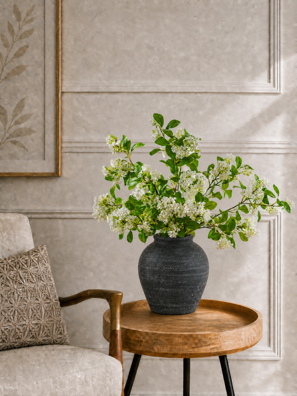 White Lilac Faux Floral Arrangement