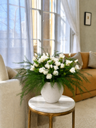 White Lisianthus & Greenery Faux Floral Arrangement