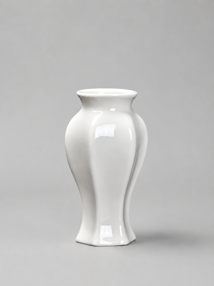 White Porcelain Hexagonal Vase