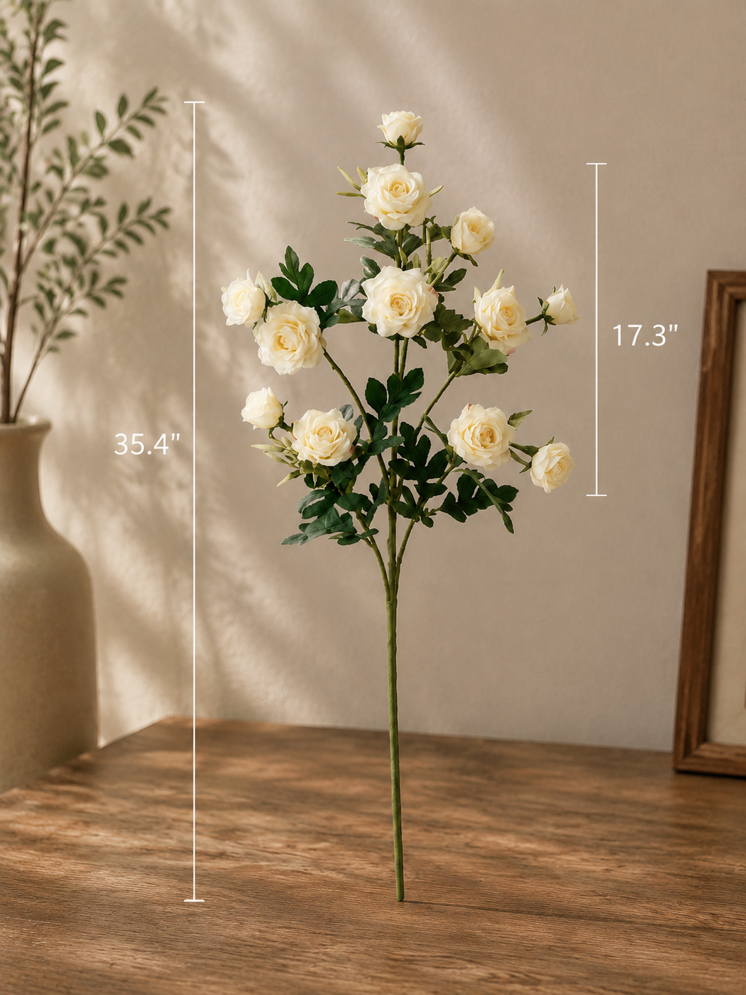White & Purple Spray Rose Faux Floral Arrangement details