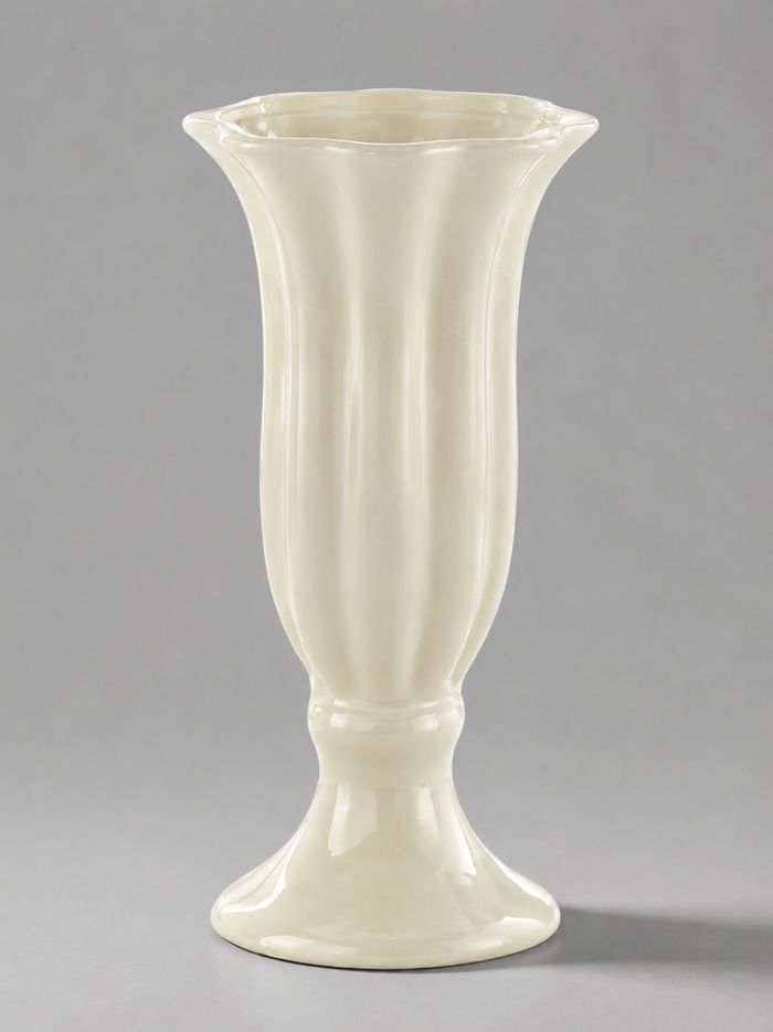 Cream White Footed Ceramic Vase