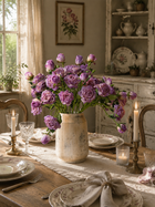 French Antique Purple Edge Rose Faux Floral Arrangement