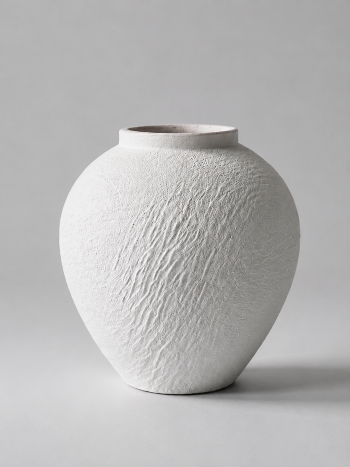 White Stone Textured Ceramic Vase