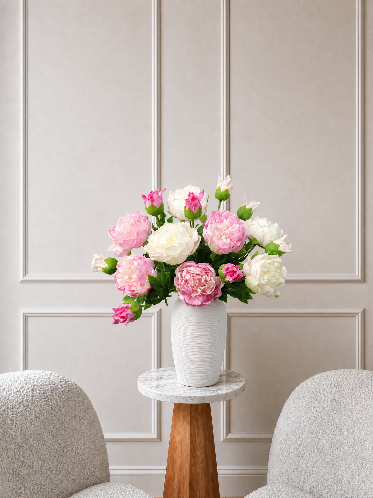 Soft Touch Pink & White Peony Faux Floral Arrangement